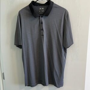 Adidas Black and White Polo Shirt with Short Sleeves